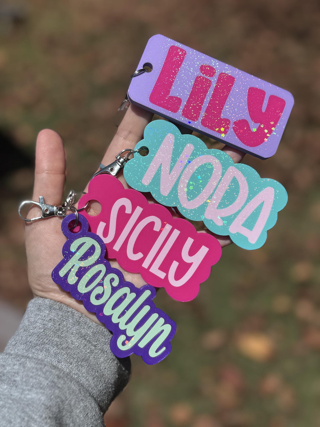 Personalized Glitter Bag Tag
